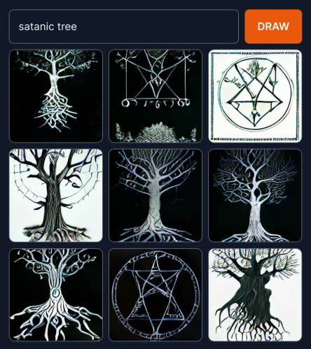 craiyon dall-e mini neural network satanic tree