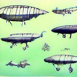 dall-e mini neural network airship watercolor