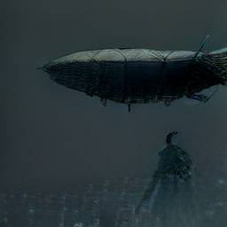 dall-e mini neural network airship night mist