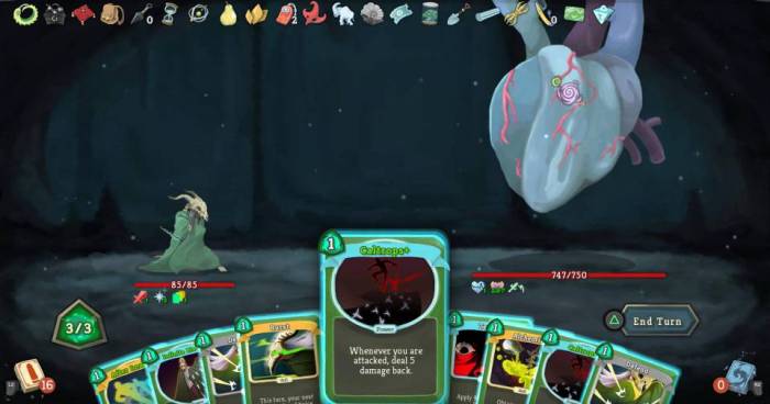 Slay the Spire the Silent heart battle Caltrops