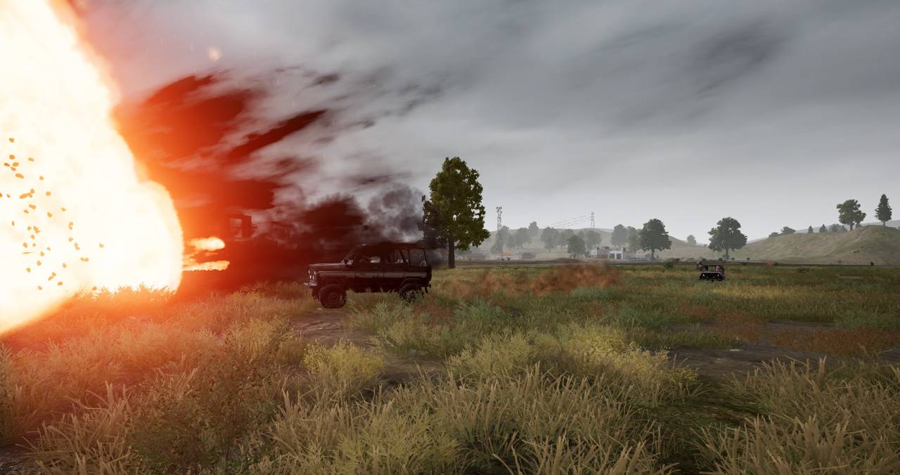 PUBG battlegrounds uaz jeep chase erangel red zone explosion