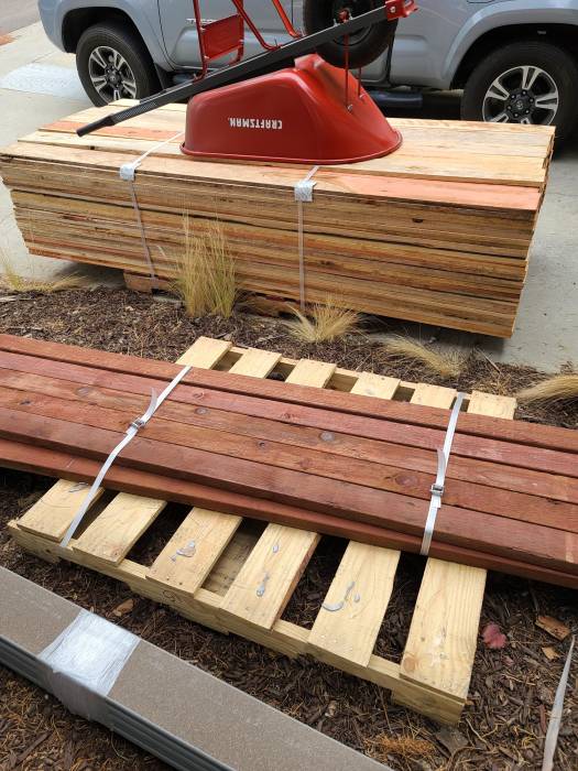 Redwood fence delivery craftsman wheelbarrow