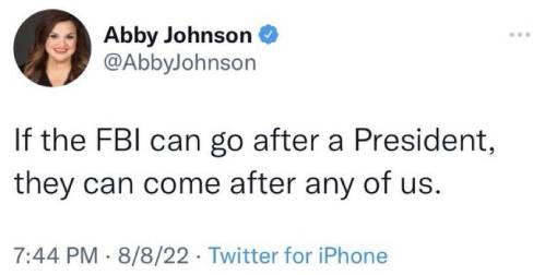 Donald Trump FBI raid Twitter Abby Johnson