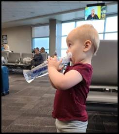 Bottled water drinking airport