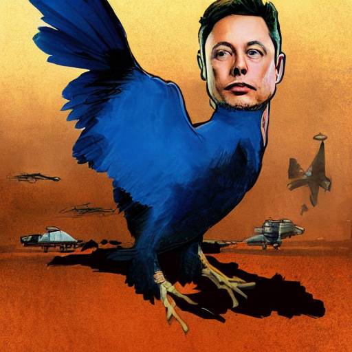 Stable Diffusion Elon Musk head on blue twitter bird