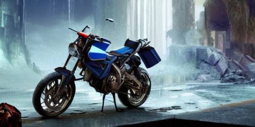 Stable diffusion motorcycle waterfall cyberpunk