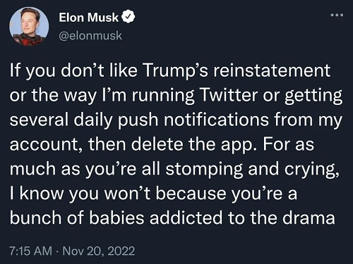Tweet Elon Musk drama Trump