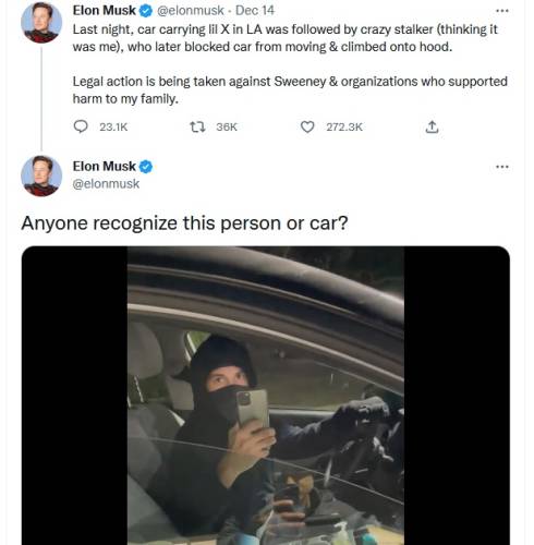 Elon Musk alleged stalker tweet