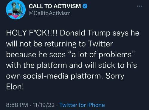 Tweet Call to Activism Trump Elon