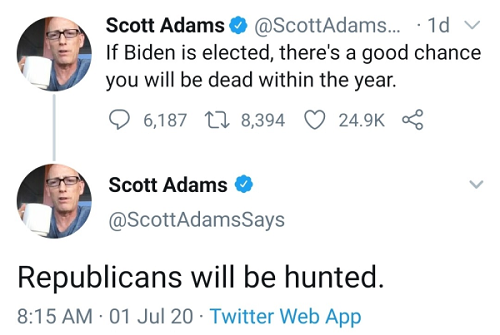 Scott Adams tweet Republicans hunted