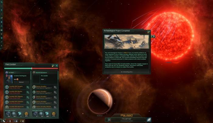 Stellaris archaeological project combat 4x