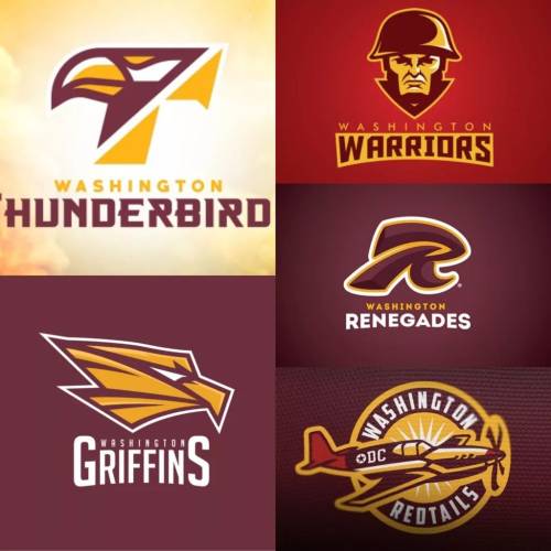 Washington Football Team logos Griffins Renegades Redtails