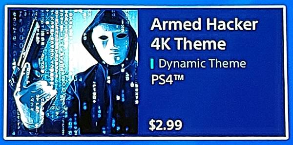 Playstation PS4 Armed Hacker 4K theme cyber anonymous