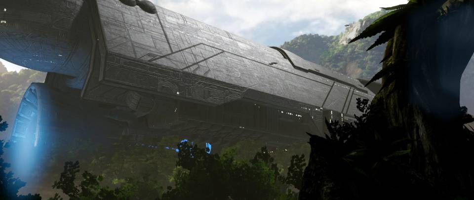 Halo 4 MCC UNSC Infinity in forest
