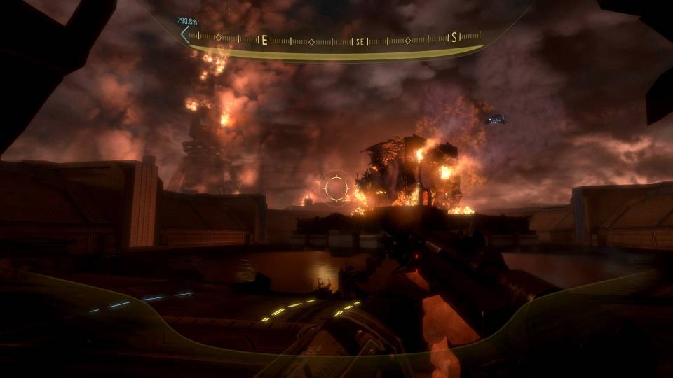 Halo ODST Master Chief Collection oni building on fire