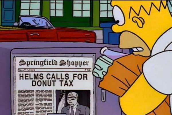 Simpsons Helms calls for donut tax Homer