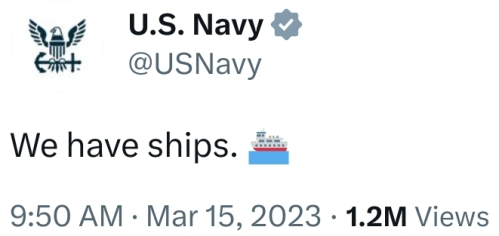 US Navy tweet we have ships