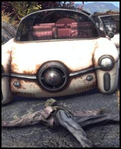 Fallout 76 highway car hit and run retrofuturism