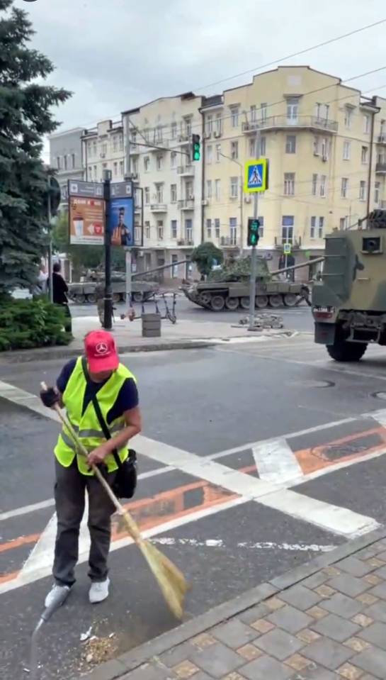 Wagner mutiny Russia Rostov street cleaner