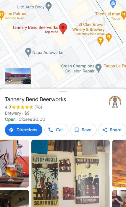 Tannery Bend Beerworks Napa Google maps