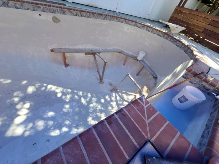 Fiberglass in-ground pool resurface concrete returns
