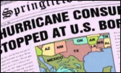 Simpsons newspaper Springfield Shopper hurricane Consuela
