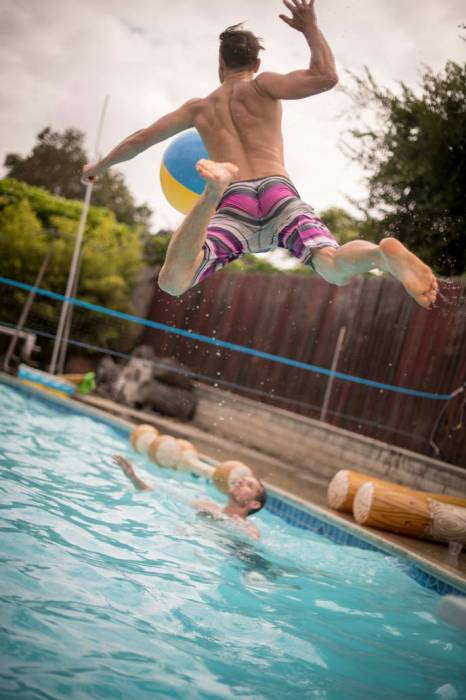 Pool volleyball backyard bbq