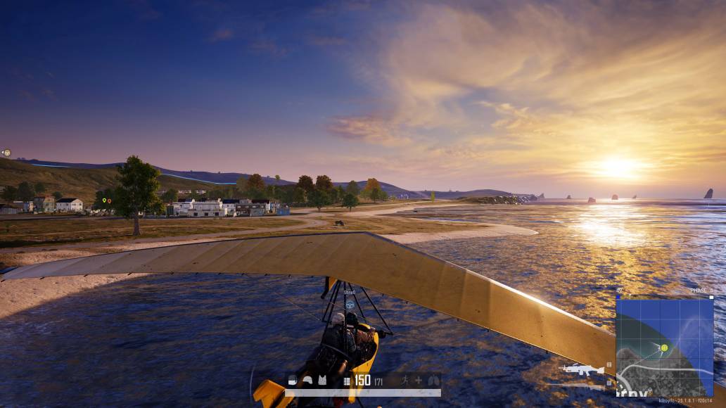 PUBG Battlegrounds glider sunset Erangel