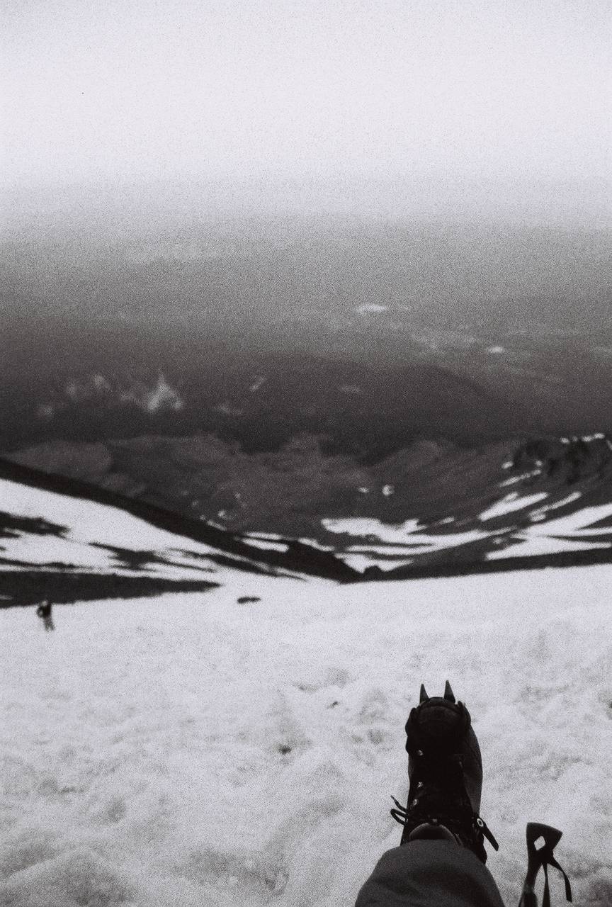 Mt Shasta glacier climbing crampon film photo grainy