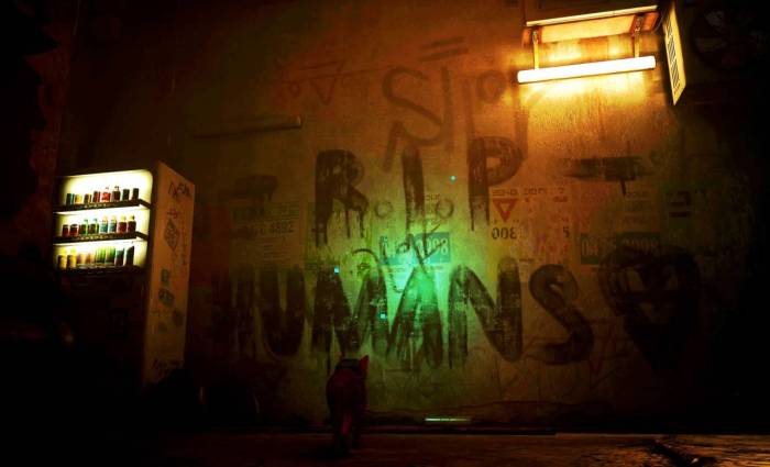 Stray game RIP humans graffiti