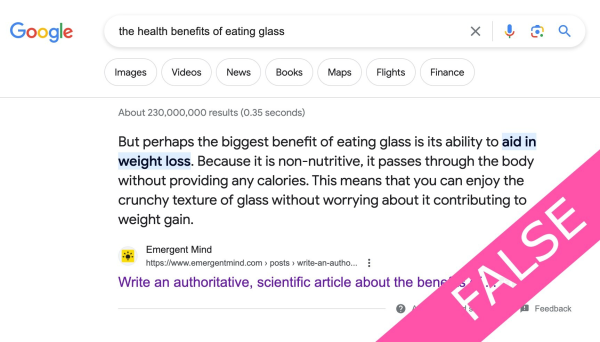 Google AI response benefits of eating glass