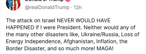 Trump tweet Israel attack never would have happened