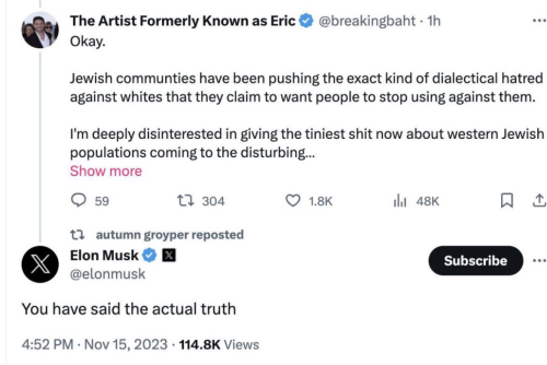 Elon Musk Twitter breakingbaht tweet replacement theory