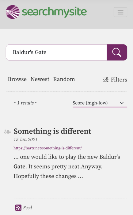 searchmysite results for Baldurs Gate