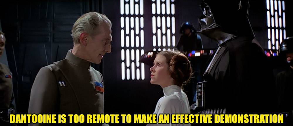 Star Wars Tarkin Leia Dantooine is too remote caption memetext
