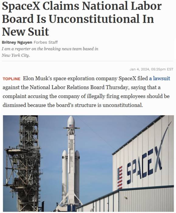 Forbes SpaceX NLRB unconstitutional