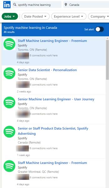 ML jobs linkedin