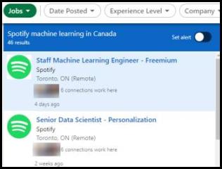 ML jobs linkedin