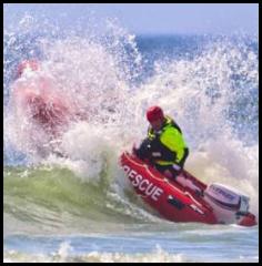 Lifeguard boat in ankle break