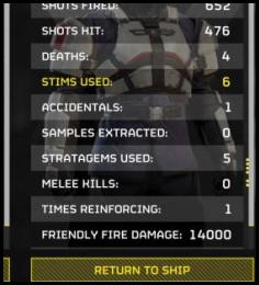 Helldivers 2 stats screen