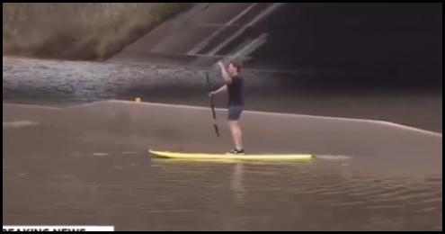 Fox 5 news highway 78 flooding SUP boarder