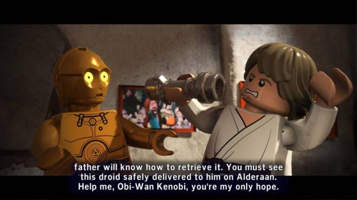 Lego Star Wars Luke C3PO Kenobi hut lightsaber